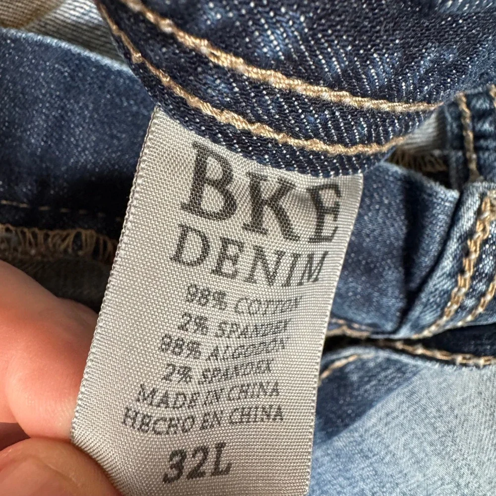 BKE Seth Straight Leg Distressed Jeans Mens 32L Medium Wash ABM1701